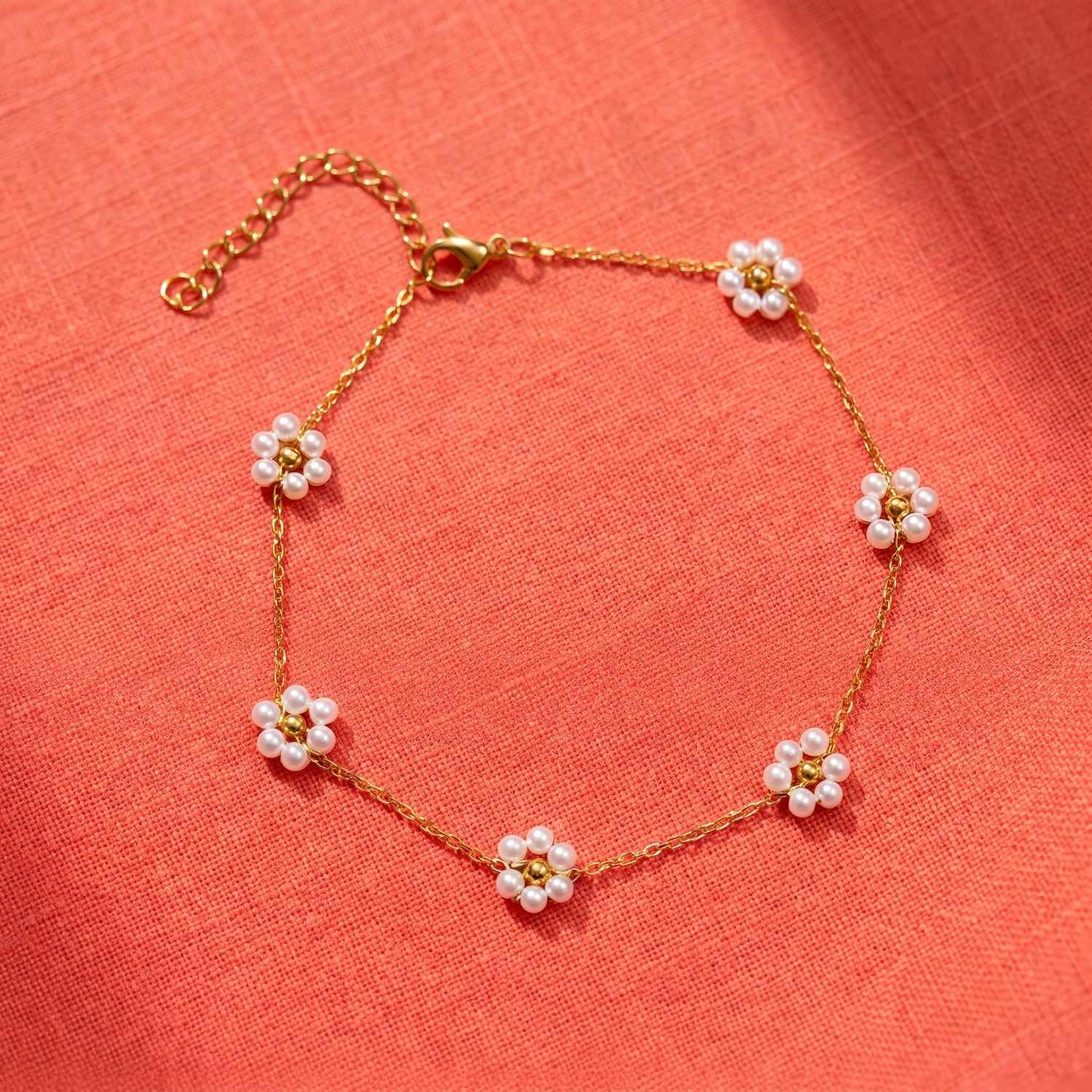 Stainless Steel Pearl Daisy Bracelet
