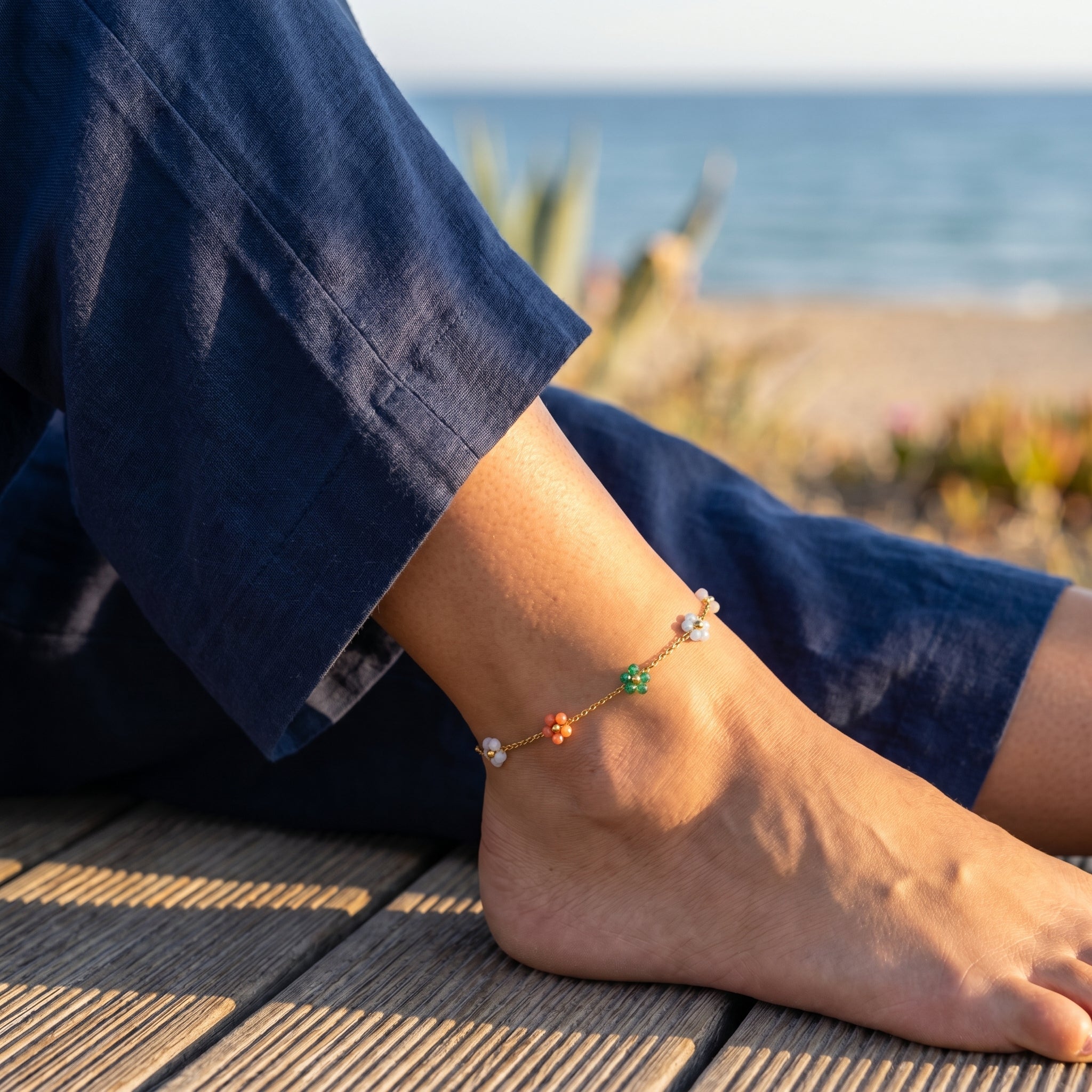 Rainbow Daisy Anklet