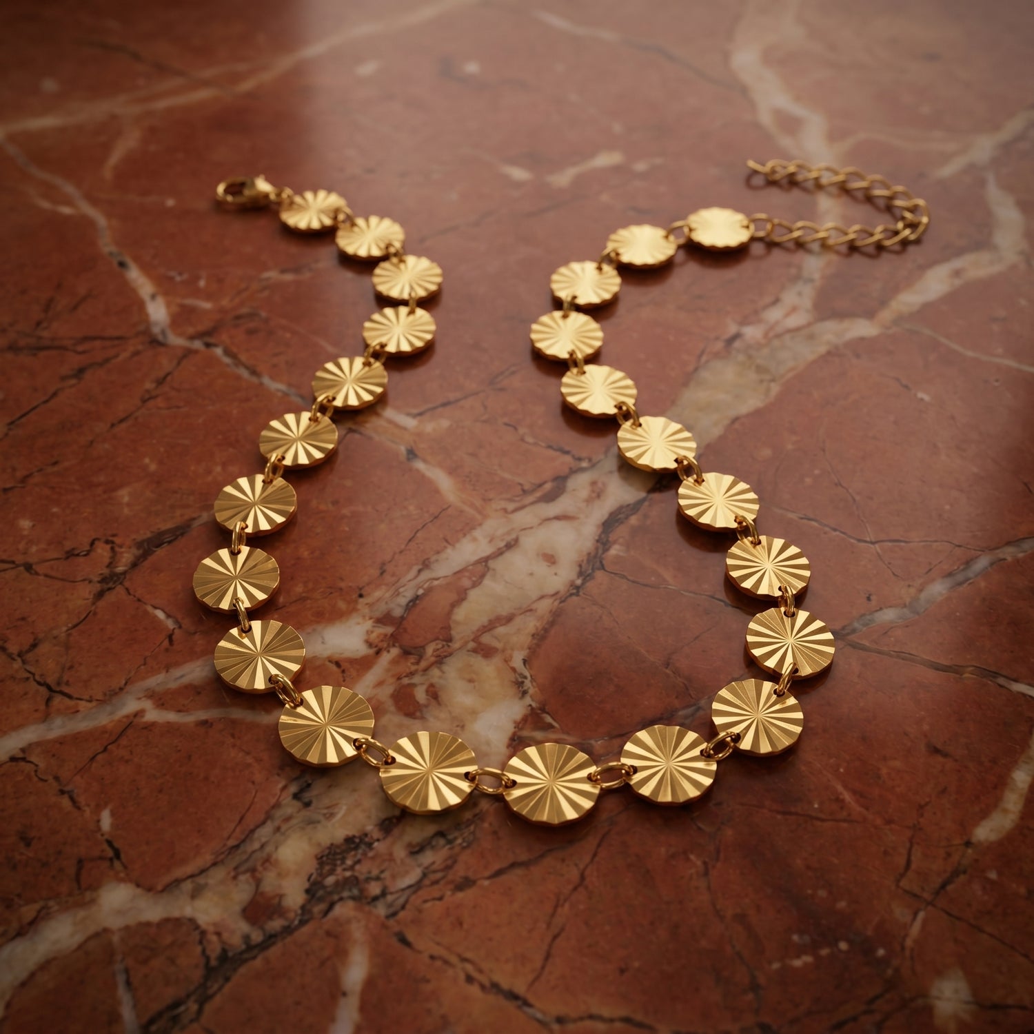Golden Sunburst Disc Anklet