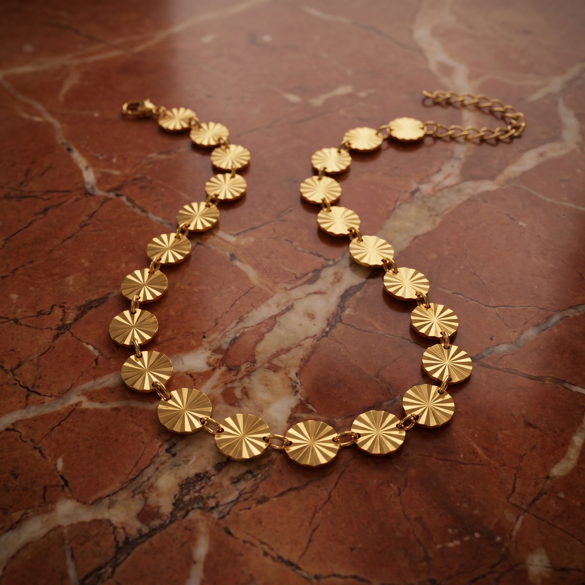 Golden Sunburst Disc Anklet