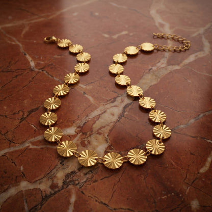 Golden Sunburst Disc Anklet