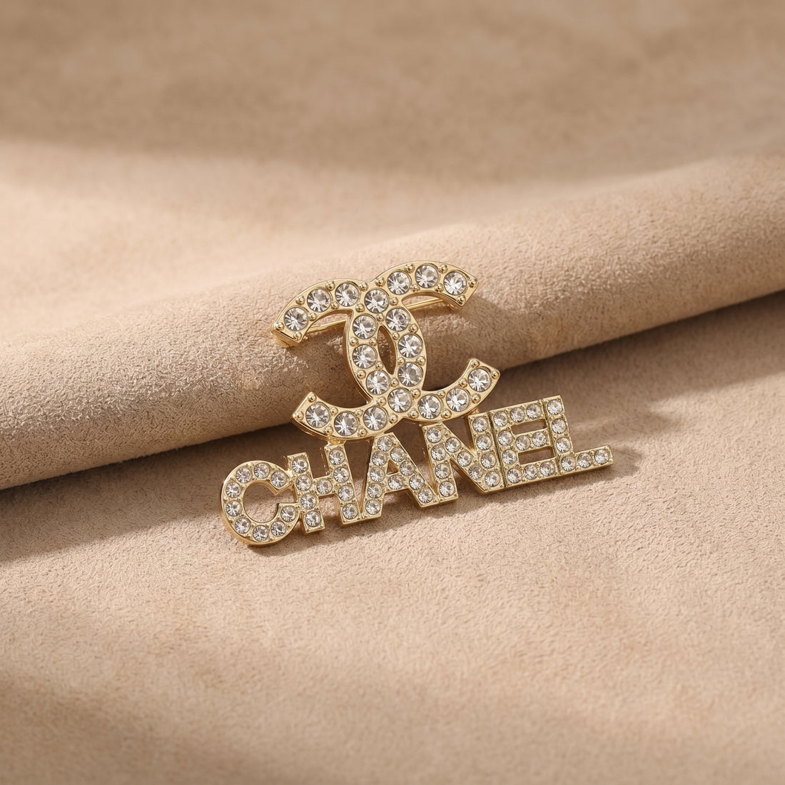 Crystal Double-C Style Brooch