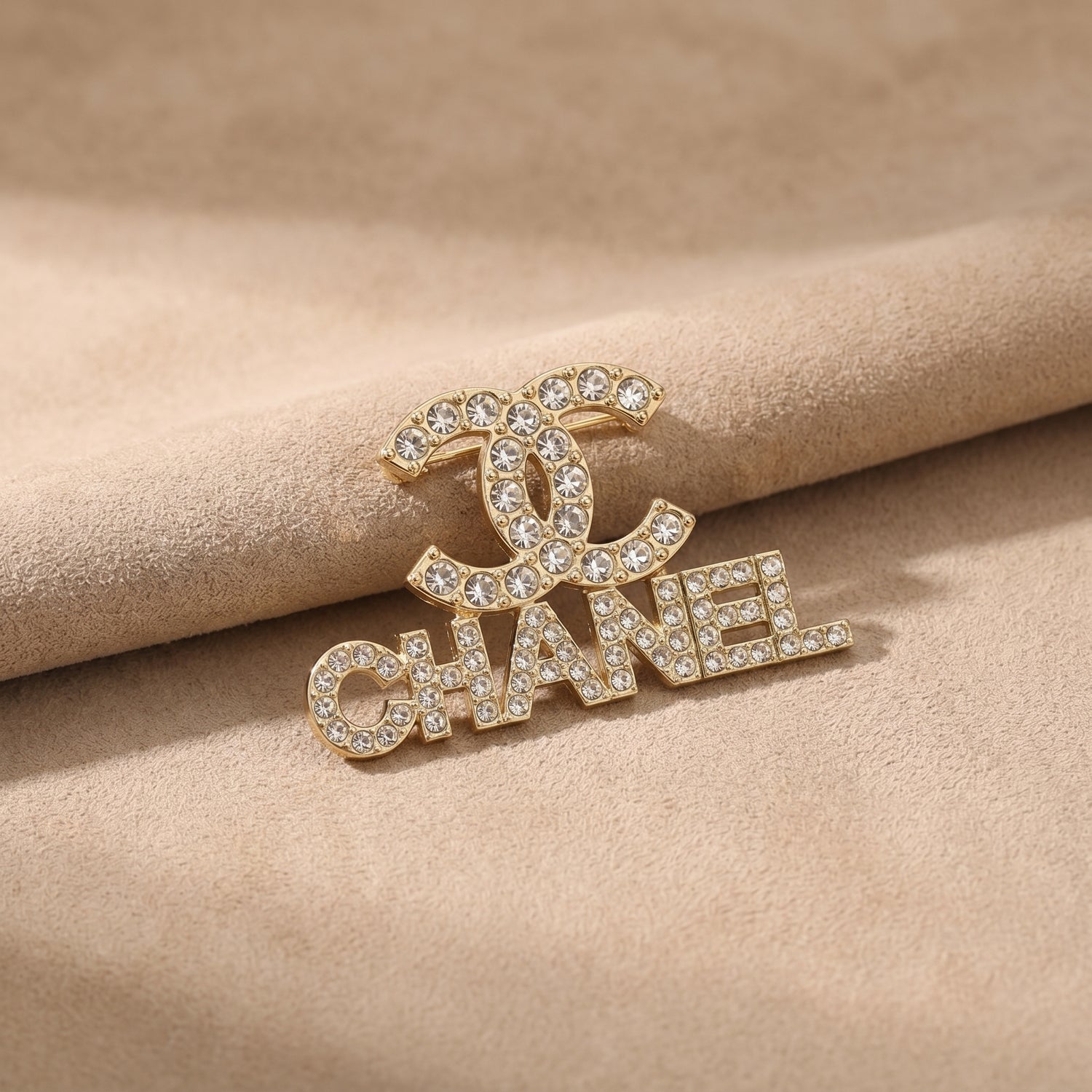 Crystal Double-C Style Brooch