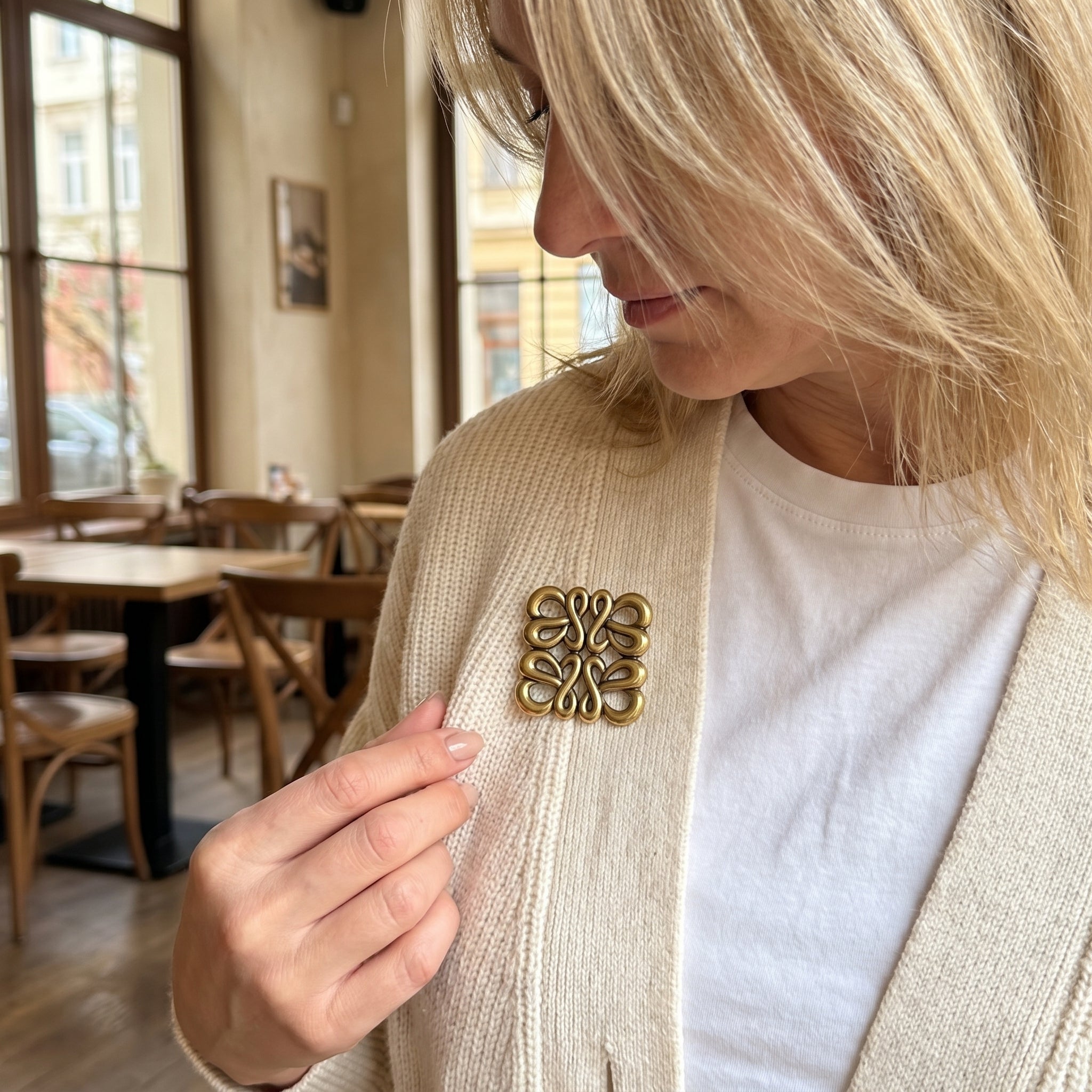 Loewe Style Anagram Brooch