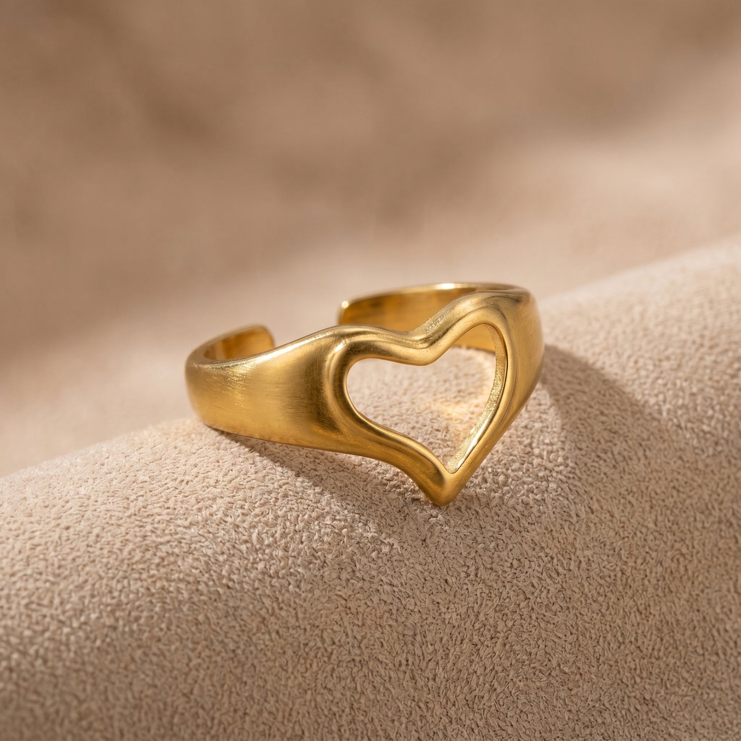 Gold Heart Stainless Steel Ring