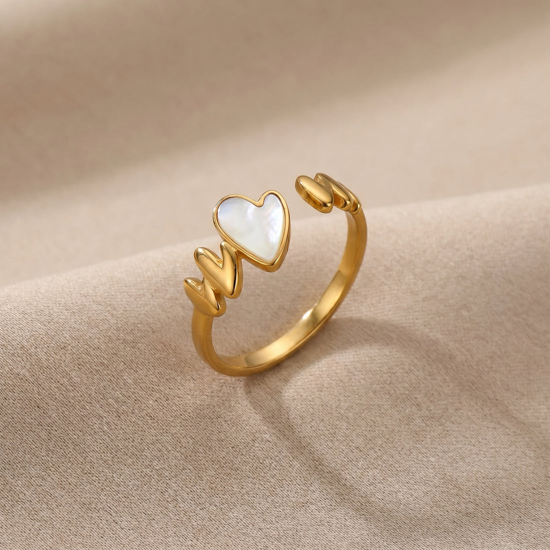 Gold Heart Rise Stainless Steel Ring