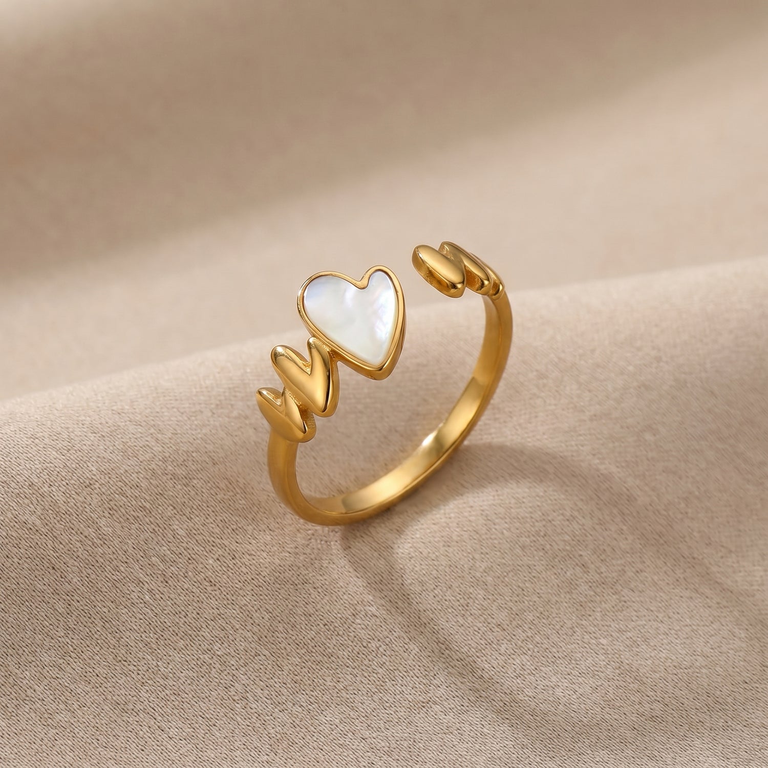 Gold Heart Rise Stainless Steel Ring