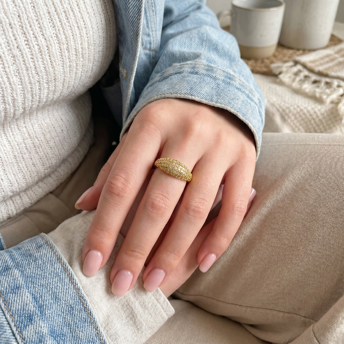 Gold Sparkle Stone Ring