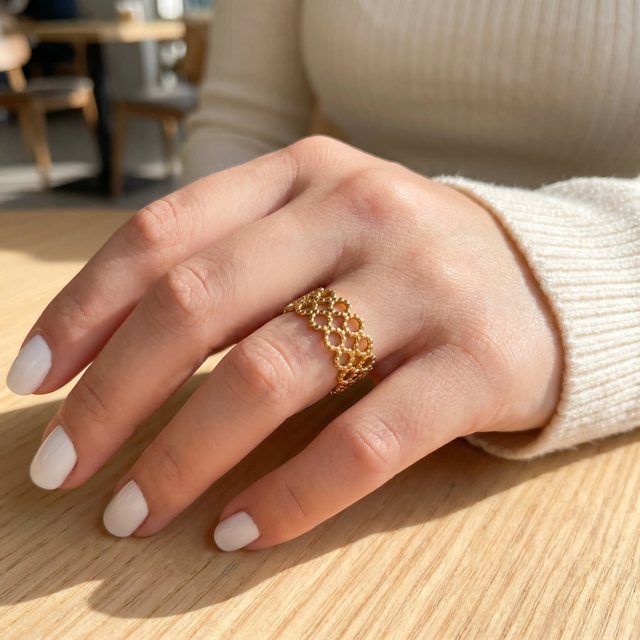 Gold Circle Mesh Ring