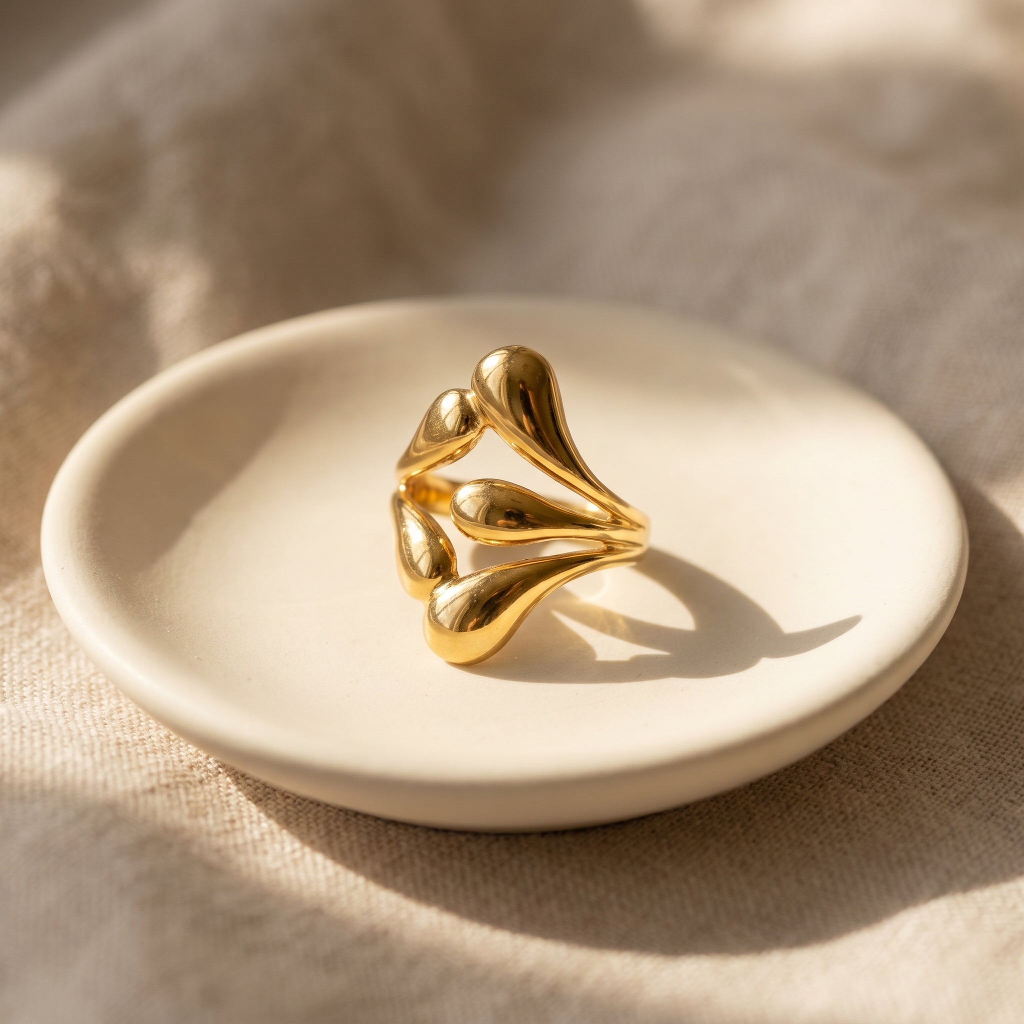 Gold Flower Stainless Steel Ring
