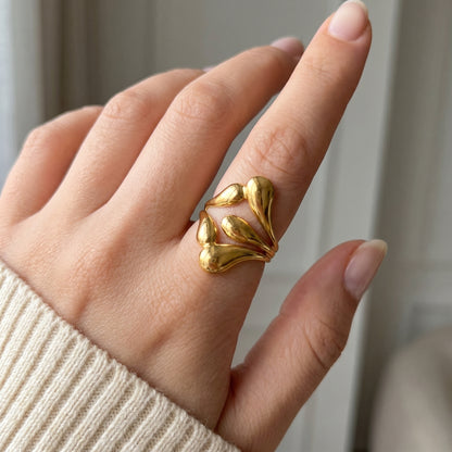 Gold Flower Stainless Steel Ring