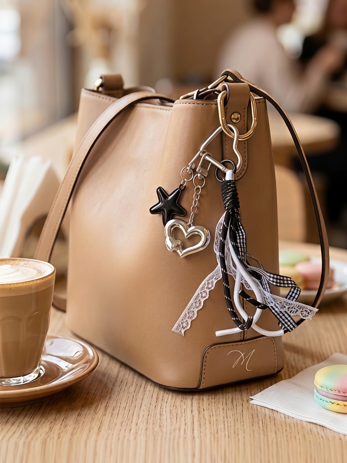 Ribbon &amp; black Charm Bag Accessory