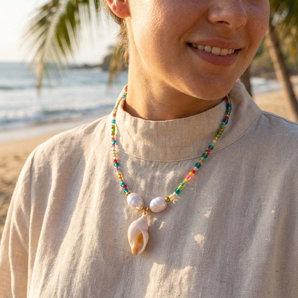 Natural Shell Beaded Necklace