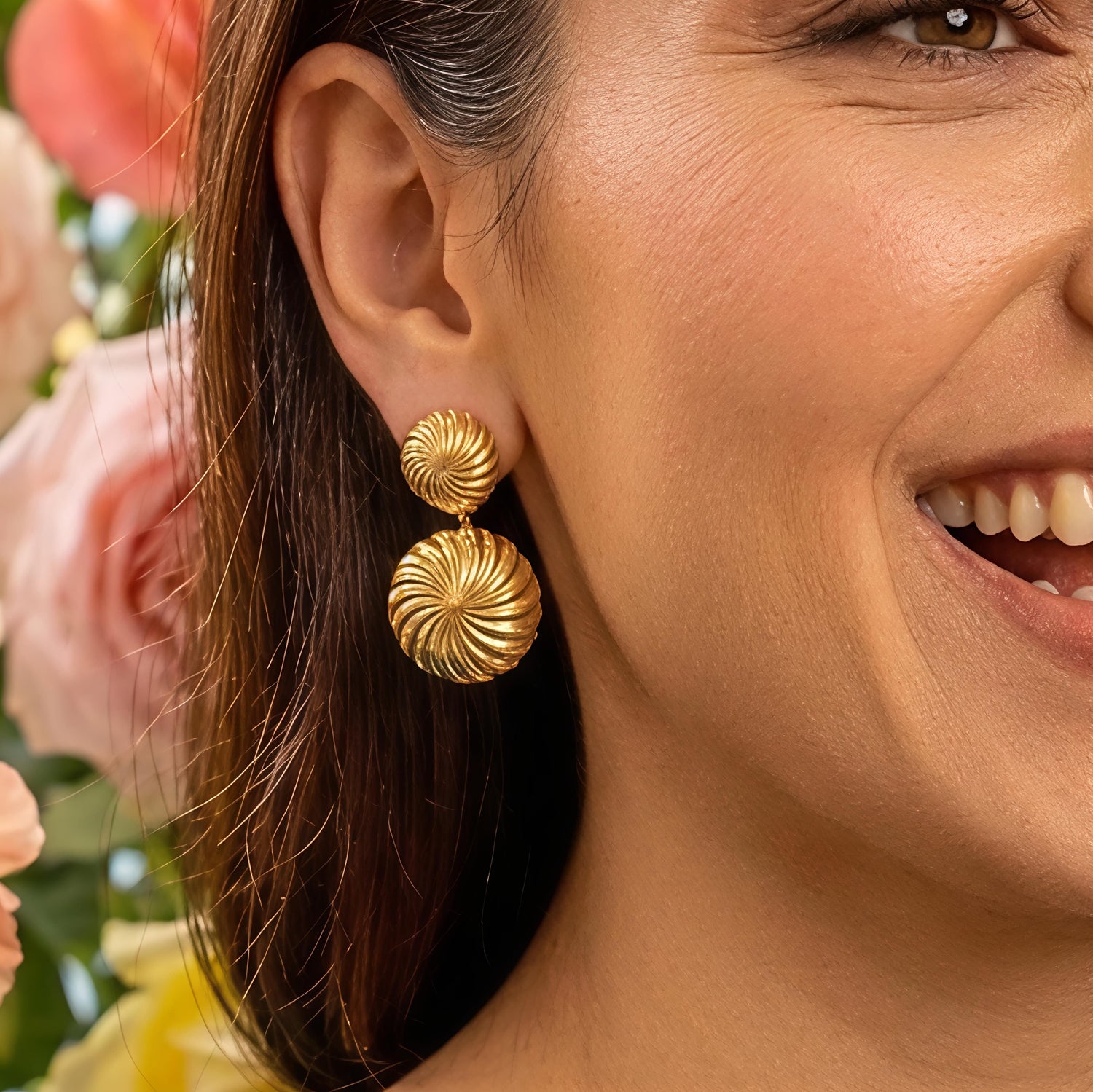 Golden Spiral Drop Earrings