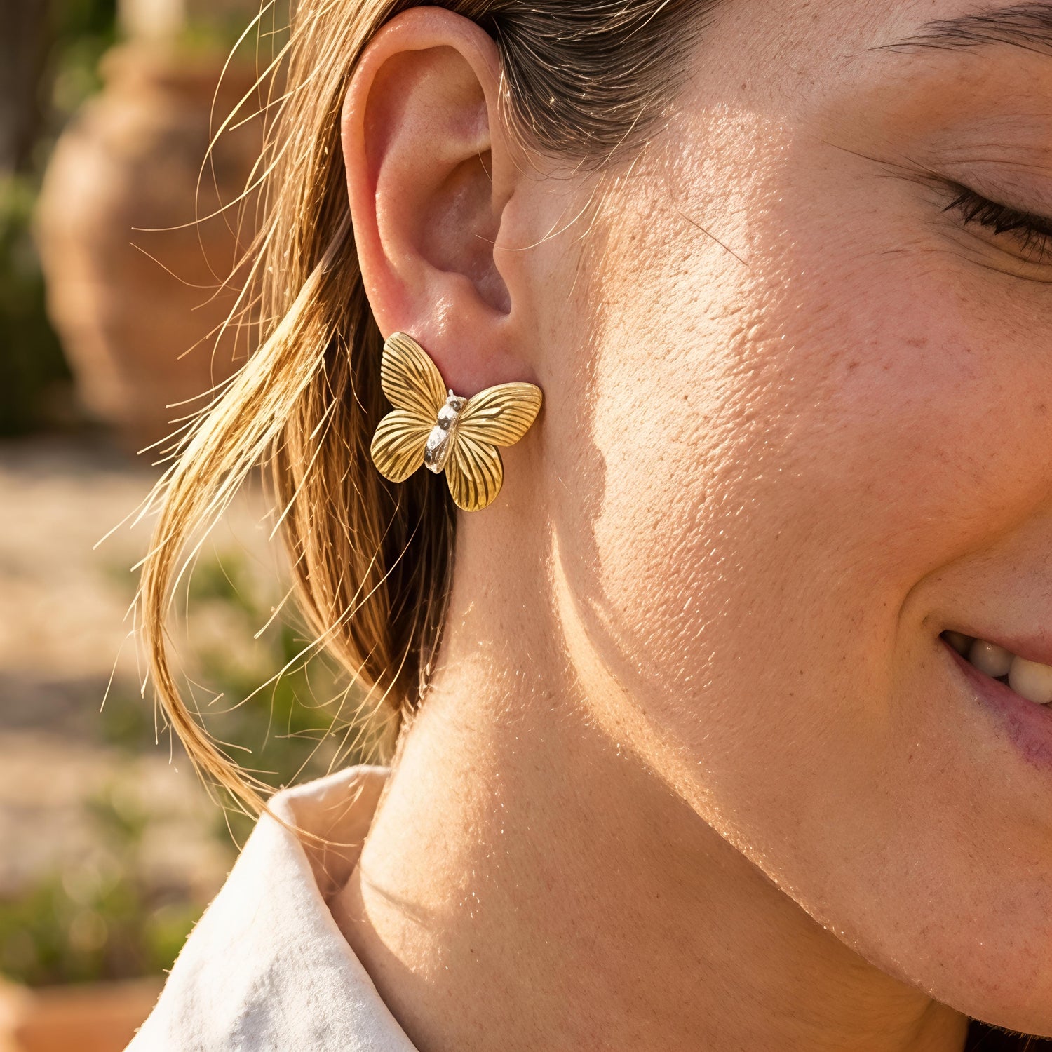 Dual Bloom Butterfly Earrings