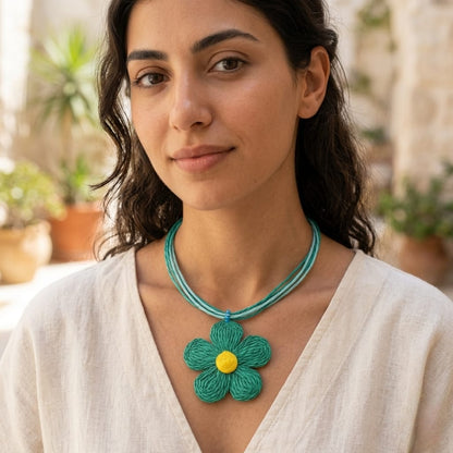 Green Leaf Flower Choker