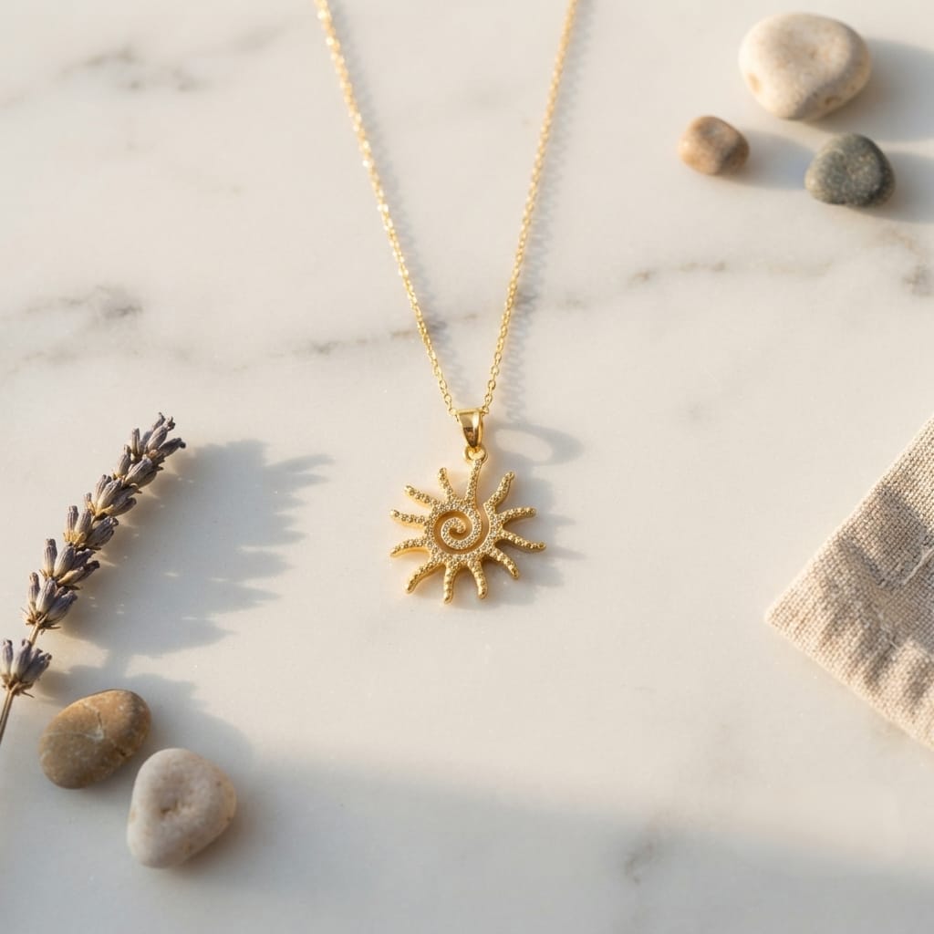 Golden Sun Spiral Necklace