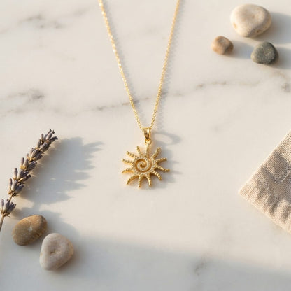 Golden Sun Spiral Necklace