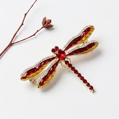 Ruby Dragonfly Brooch