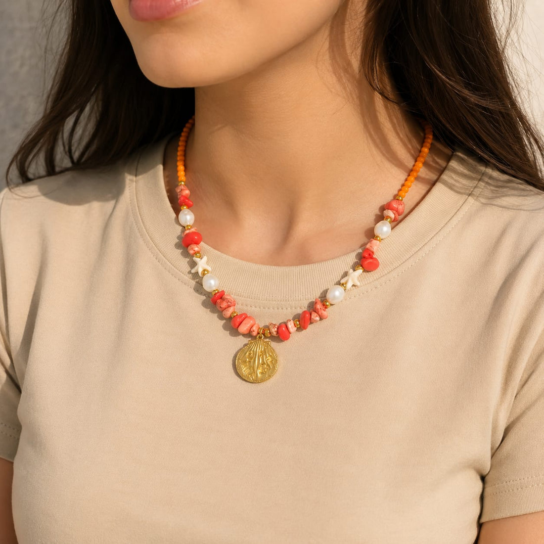 Coral Coast Coin Necklace