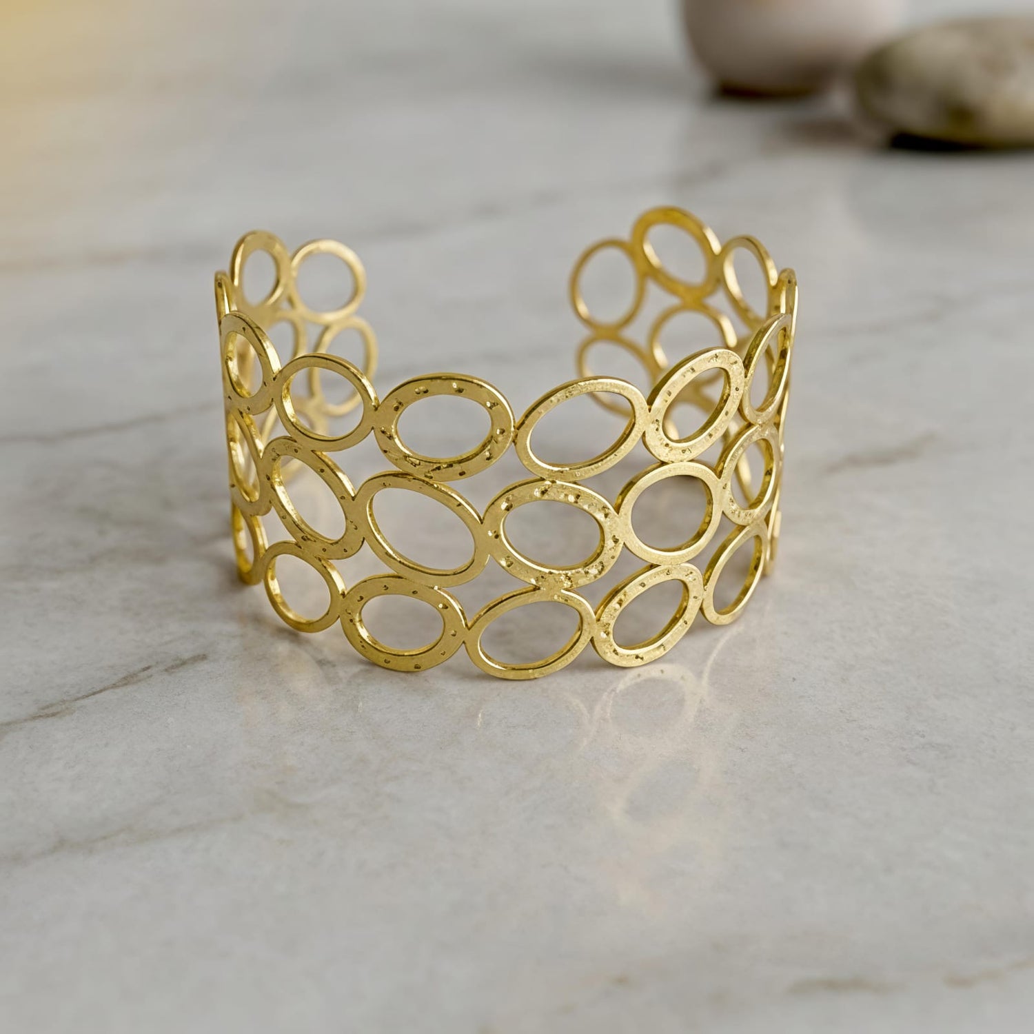 Wide Open Circle Stainless Steel Bracelet