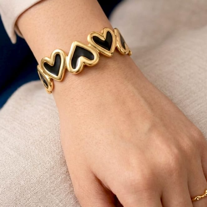 Black Hearts Stainless Steel Bracelet