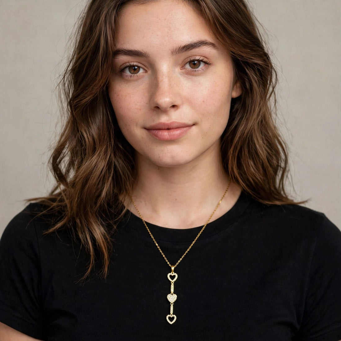 Golden Triple Love Drop Necklace