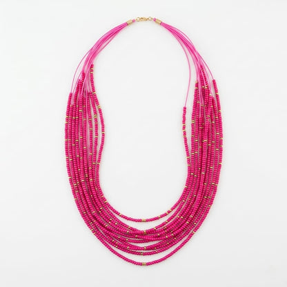 Fuchsia Luxe Layered Beads Necklace
