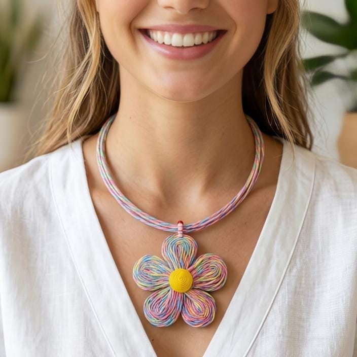 Colorful Straw Flower Choker