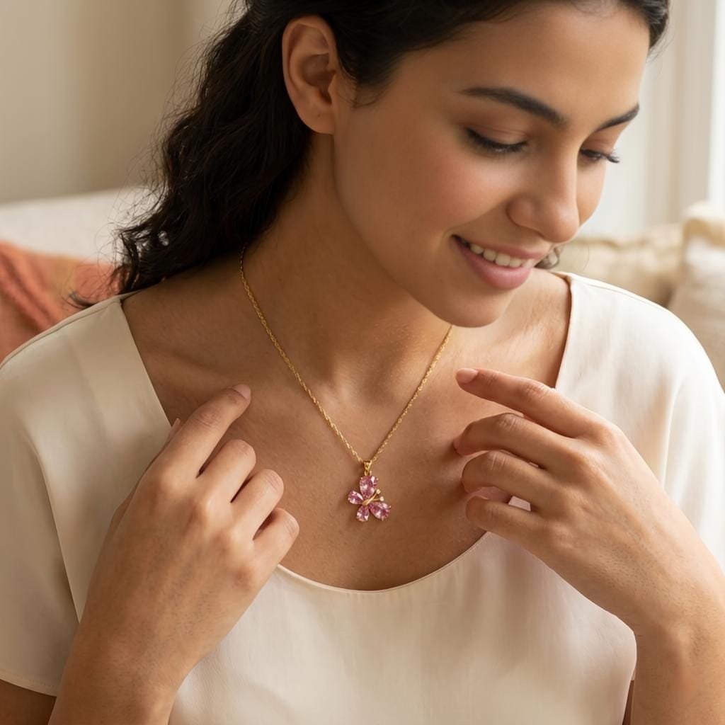 Pink Butterfly Necklace