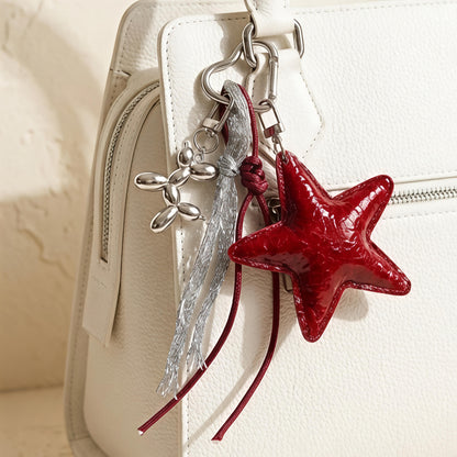 Burgundy Star Bag Charm