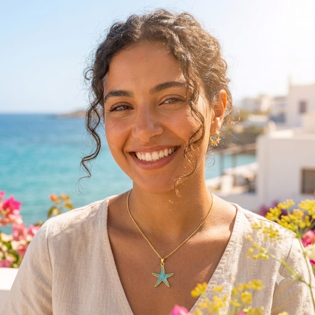 Aqua starfish necklace