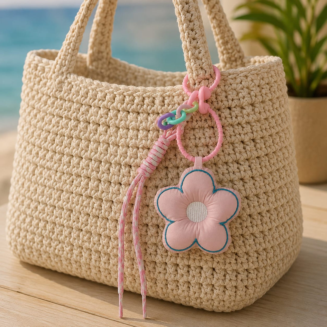 Pink Puff Bloom Bag Charm