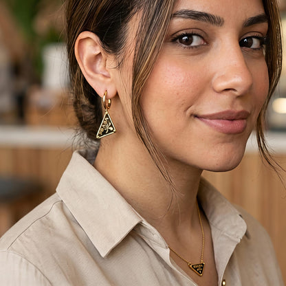 Black Triangle Drop Earrings