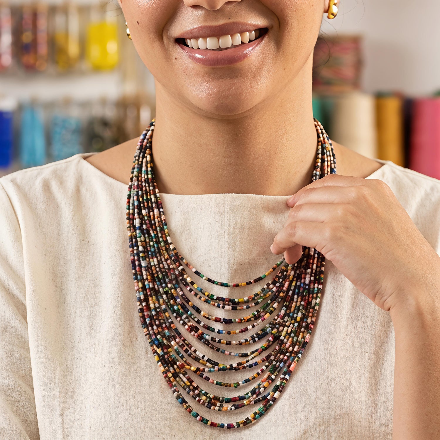 Boho Rainbow Beads Necklace