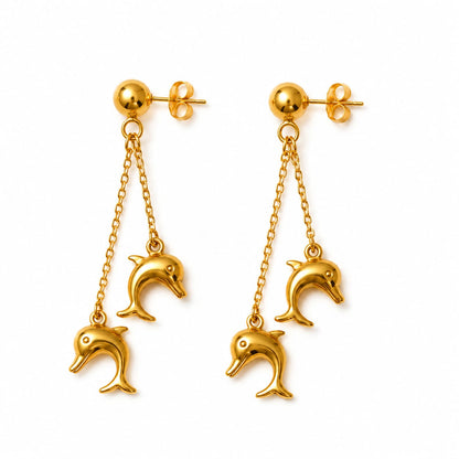 Double Dolphin Stud Earrings