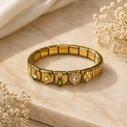 Italian Charm Bracelet – Golden Bloom Edition