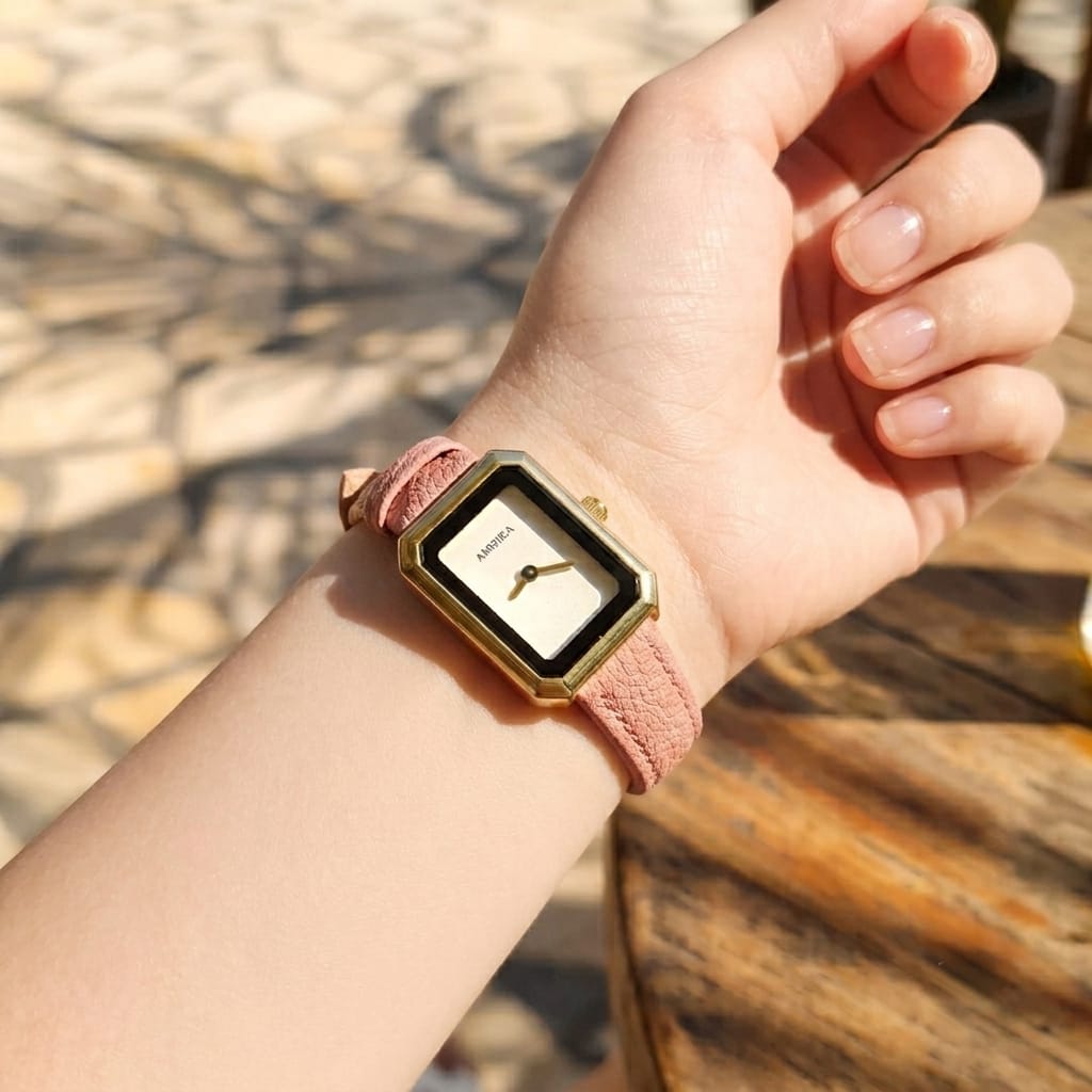Blush Elegance Rectangle Watch
