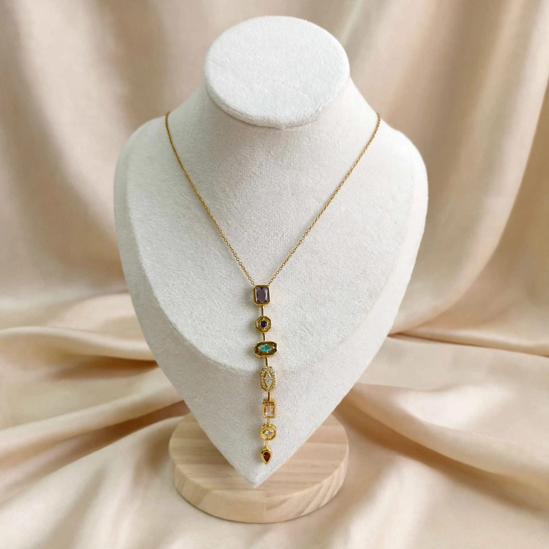 Prismatic Cascade Lariat Necklace