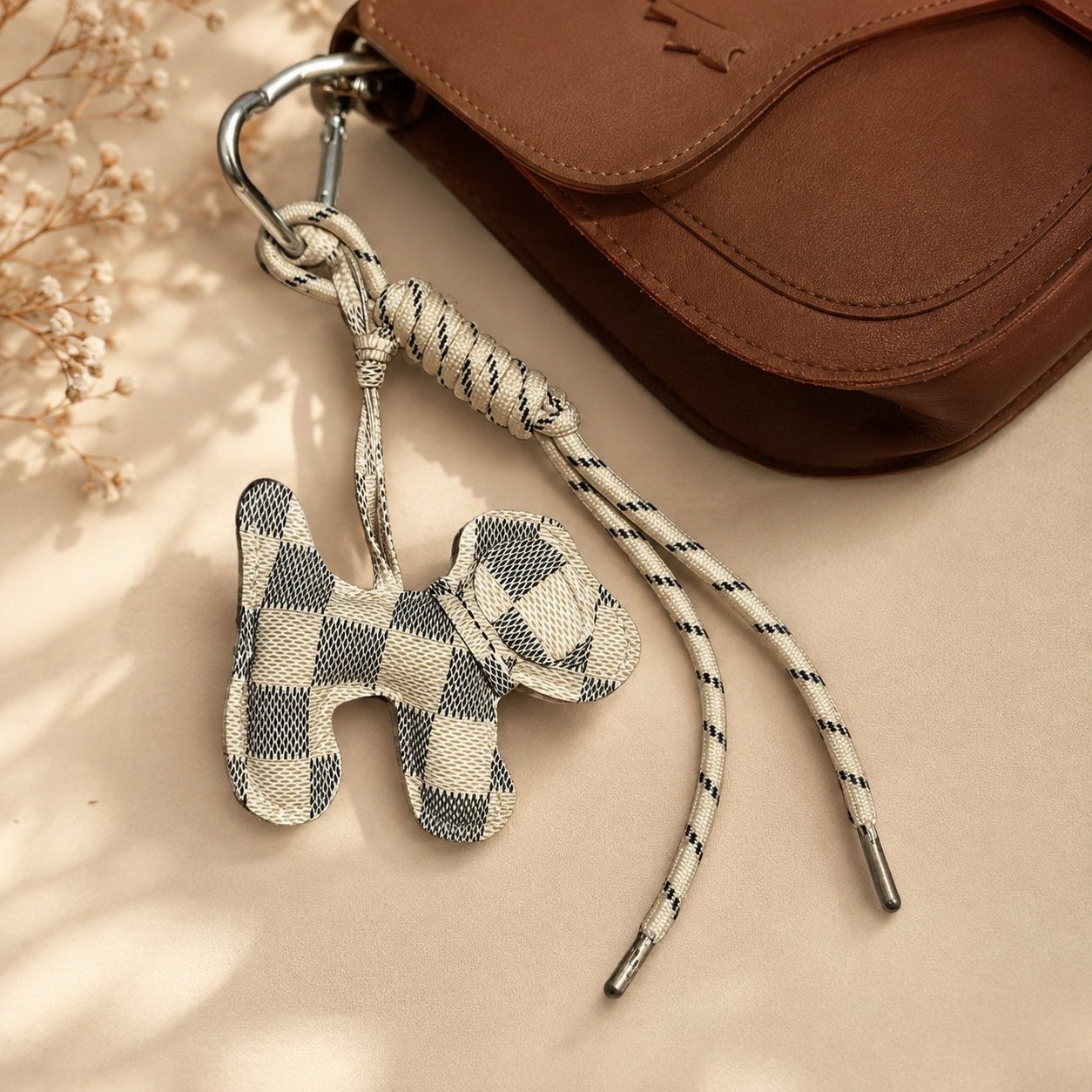 Checkerboard Puppy Bag Charm