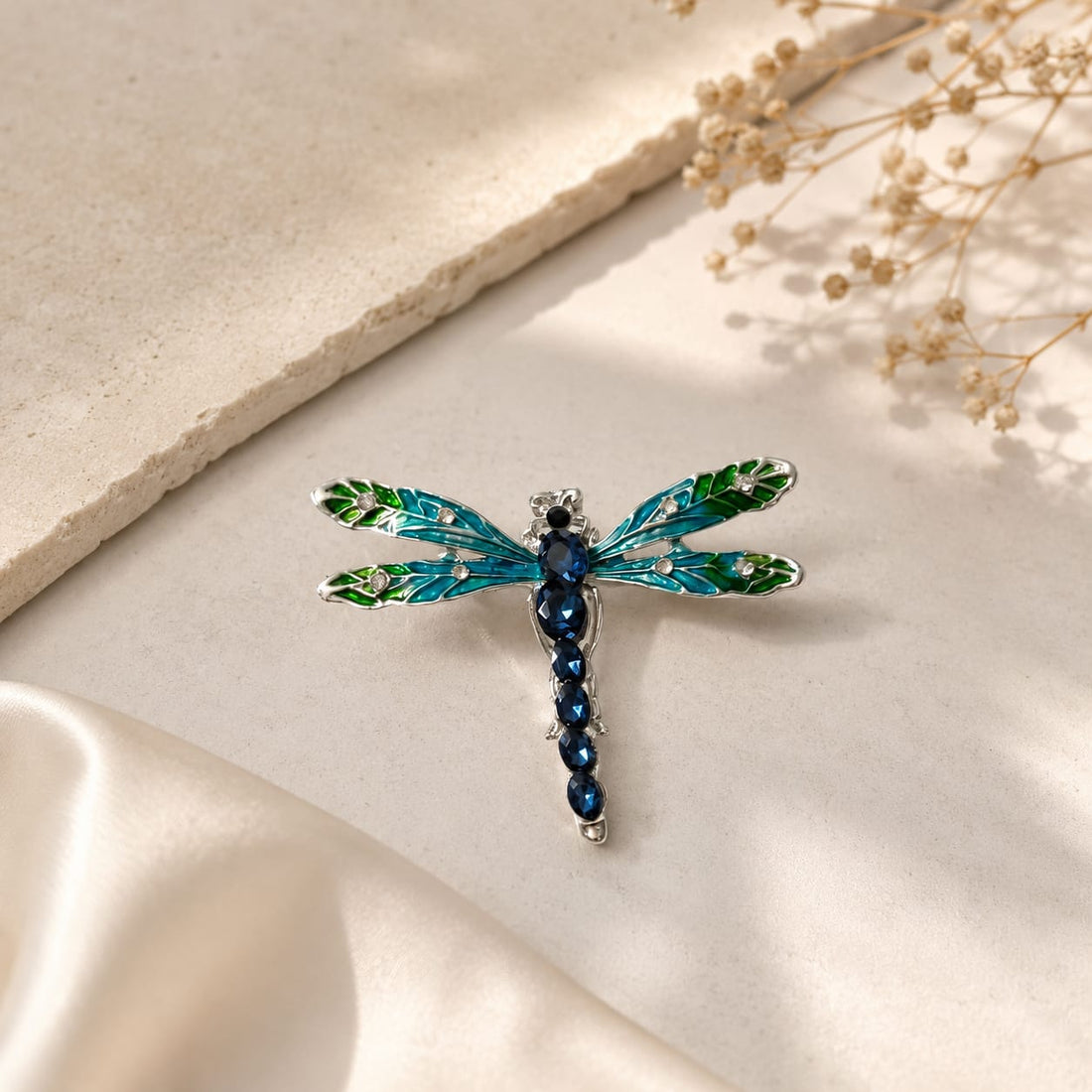 Ocean Dragonfly Crystal Brooch