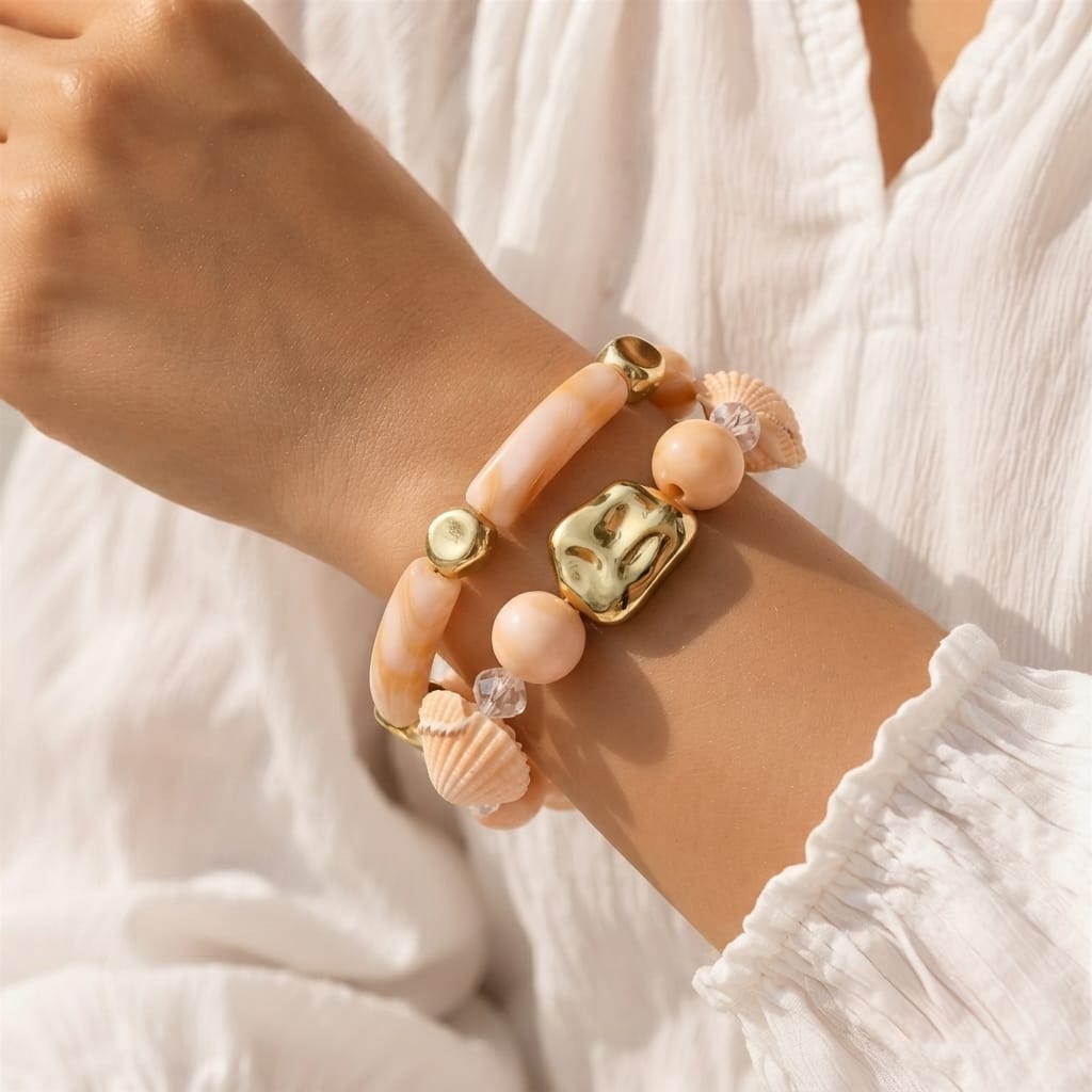 Blush Coastal Charm Bracelet Set