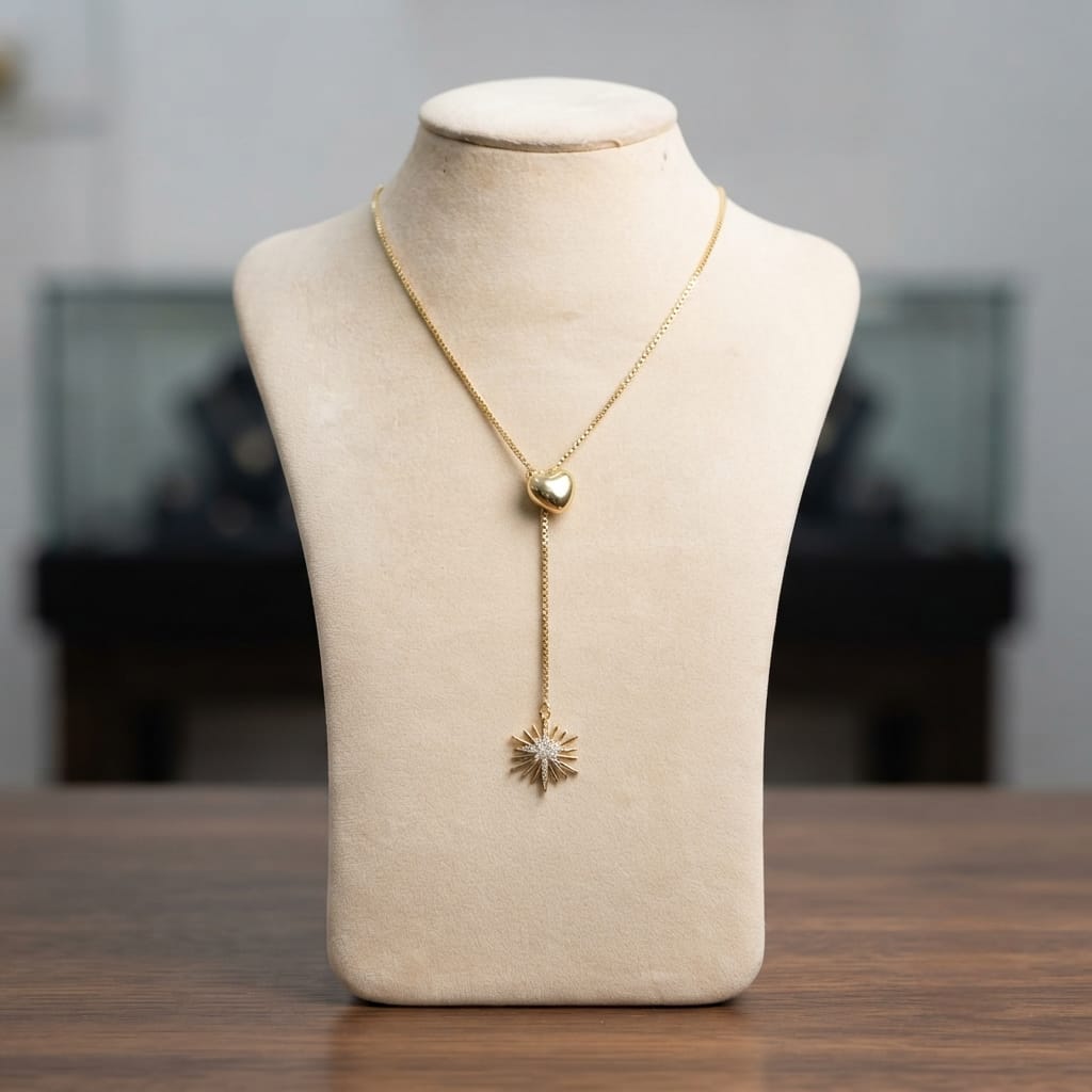 Celestial Heart Lariat Necklace