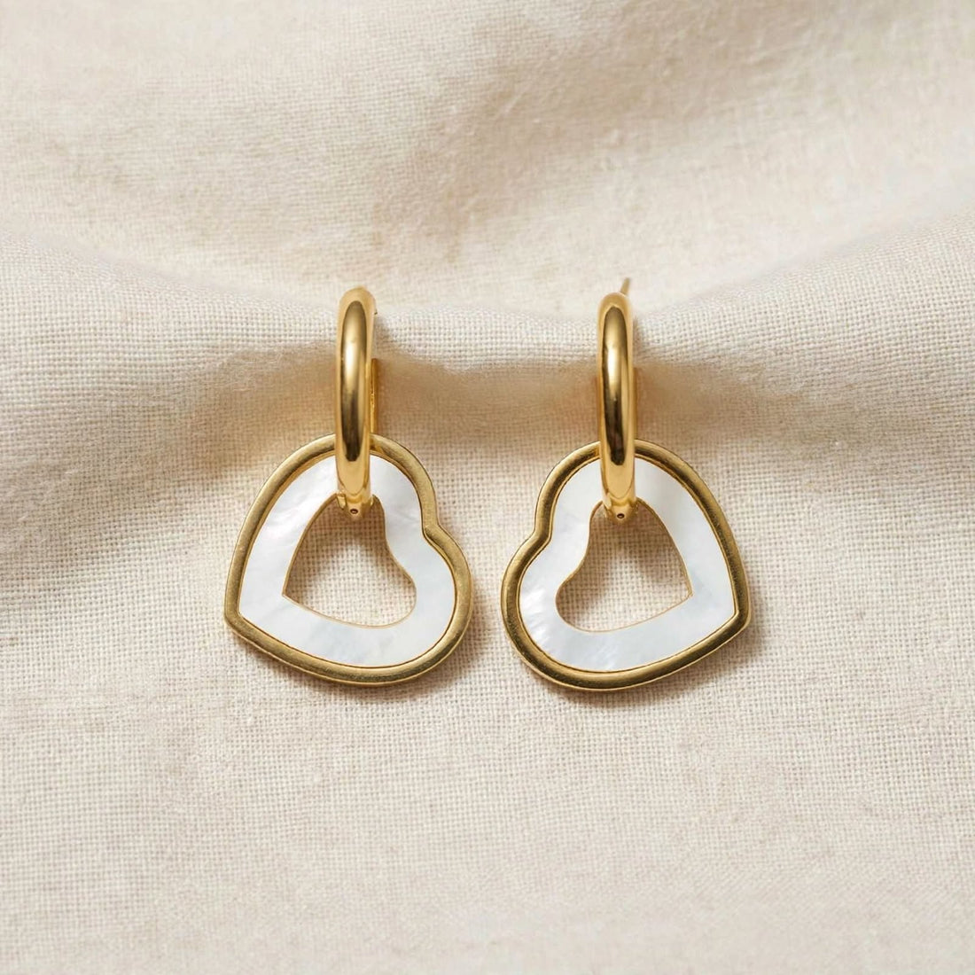 Gold Heart Charm Huggies