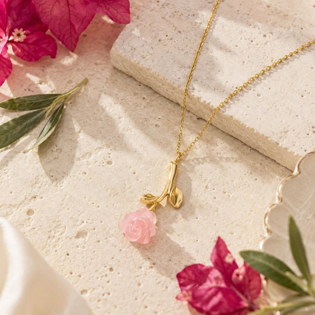 BLOOM - Pink Rose Necklace