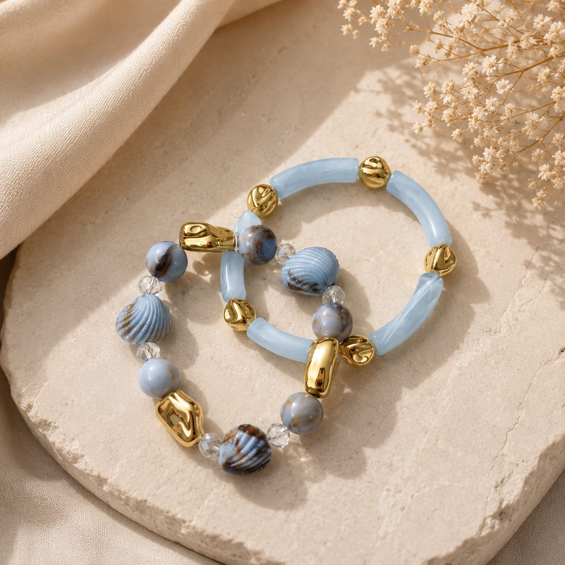 Sky Blue Coastal Charm Bracelet Set