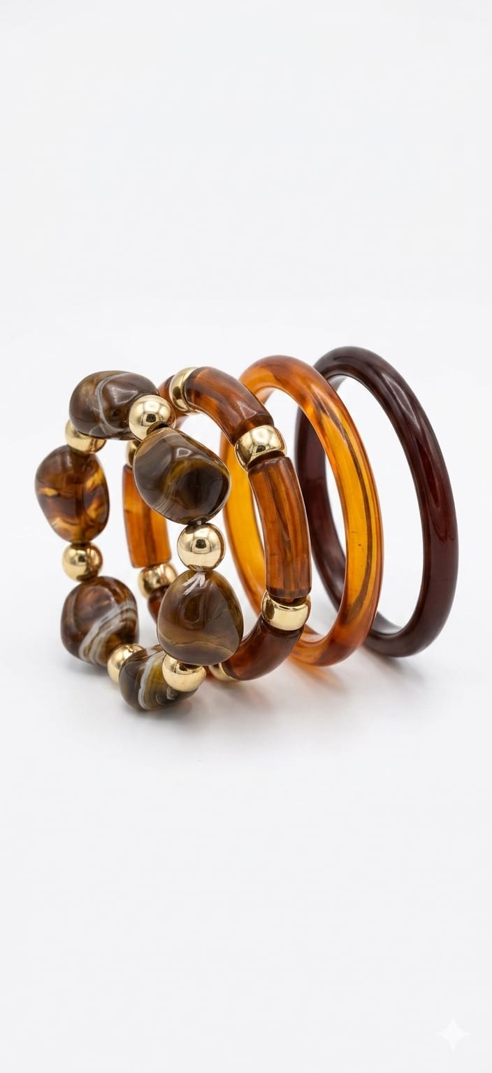 Cocoa Marble Bangles Set