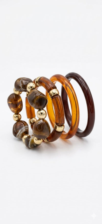 Cocoa Marble Bangles Set