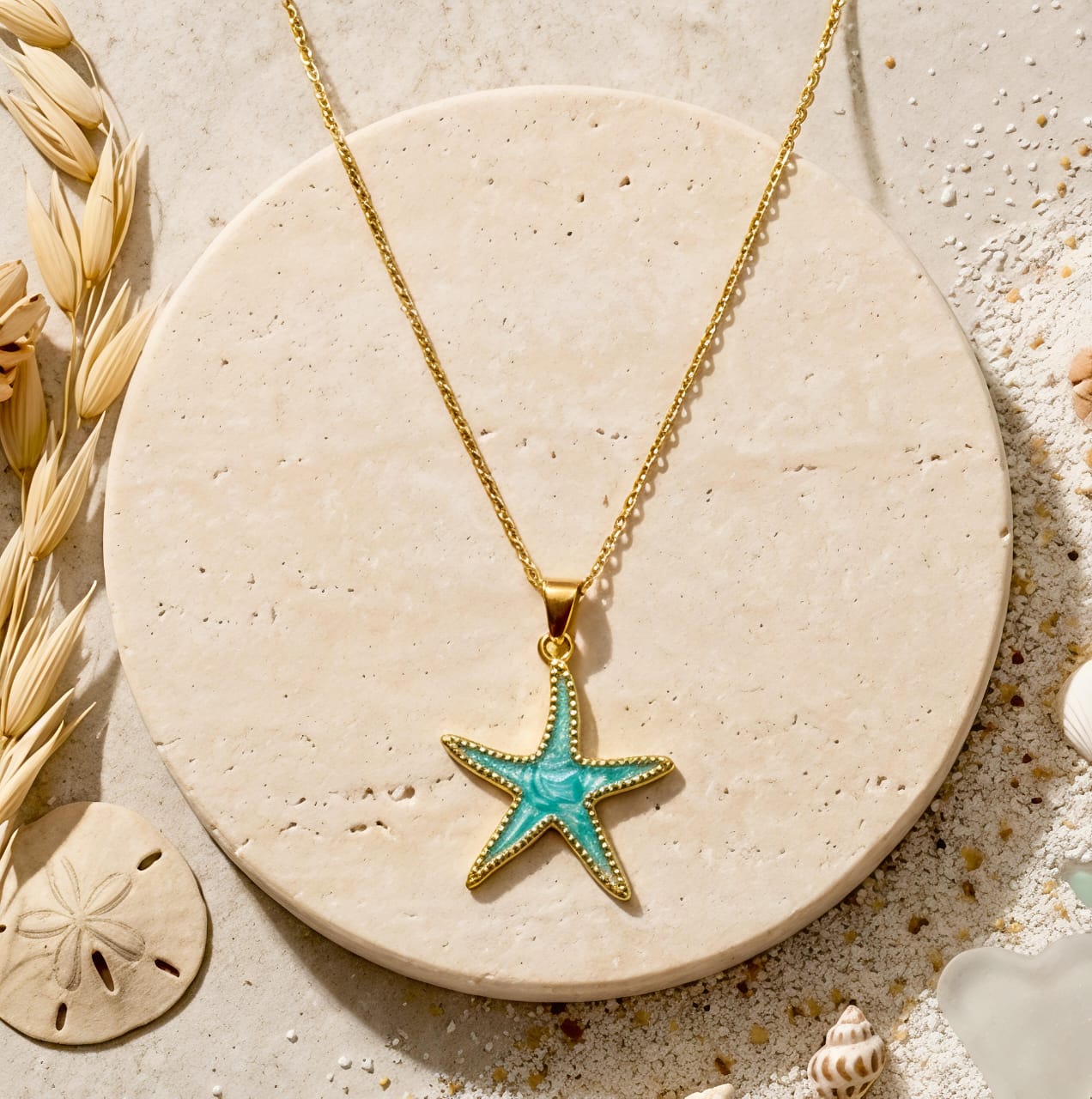 Aqua starfish necklace