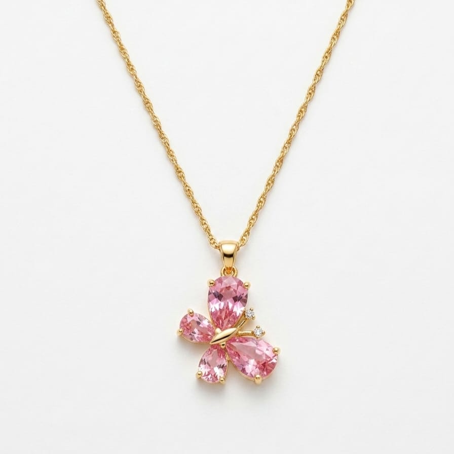 Pink Butterfly Necklace